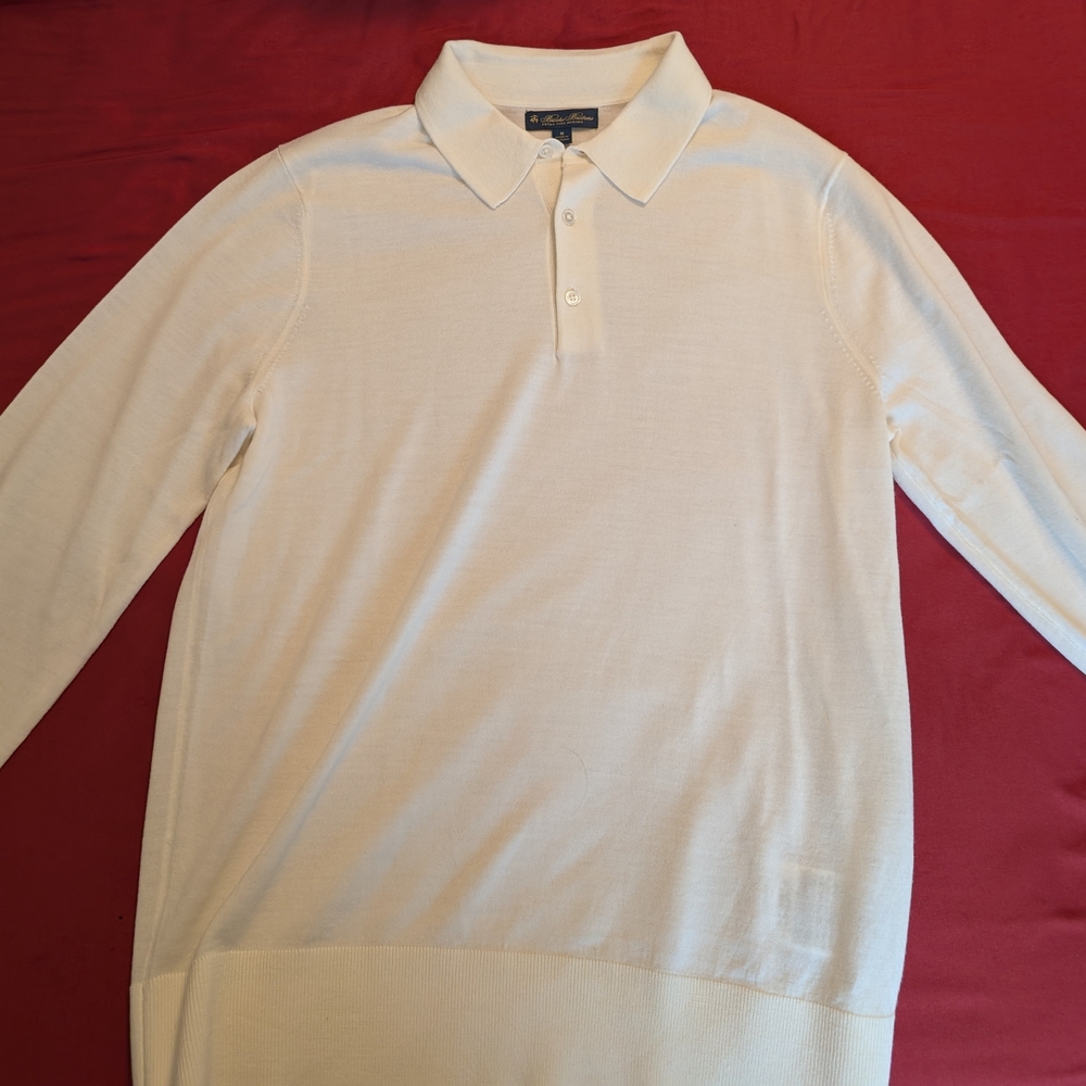 Brooks Brothers Off-White Merino Sweater Polo